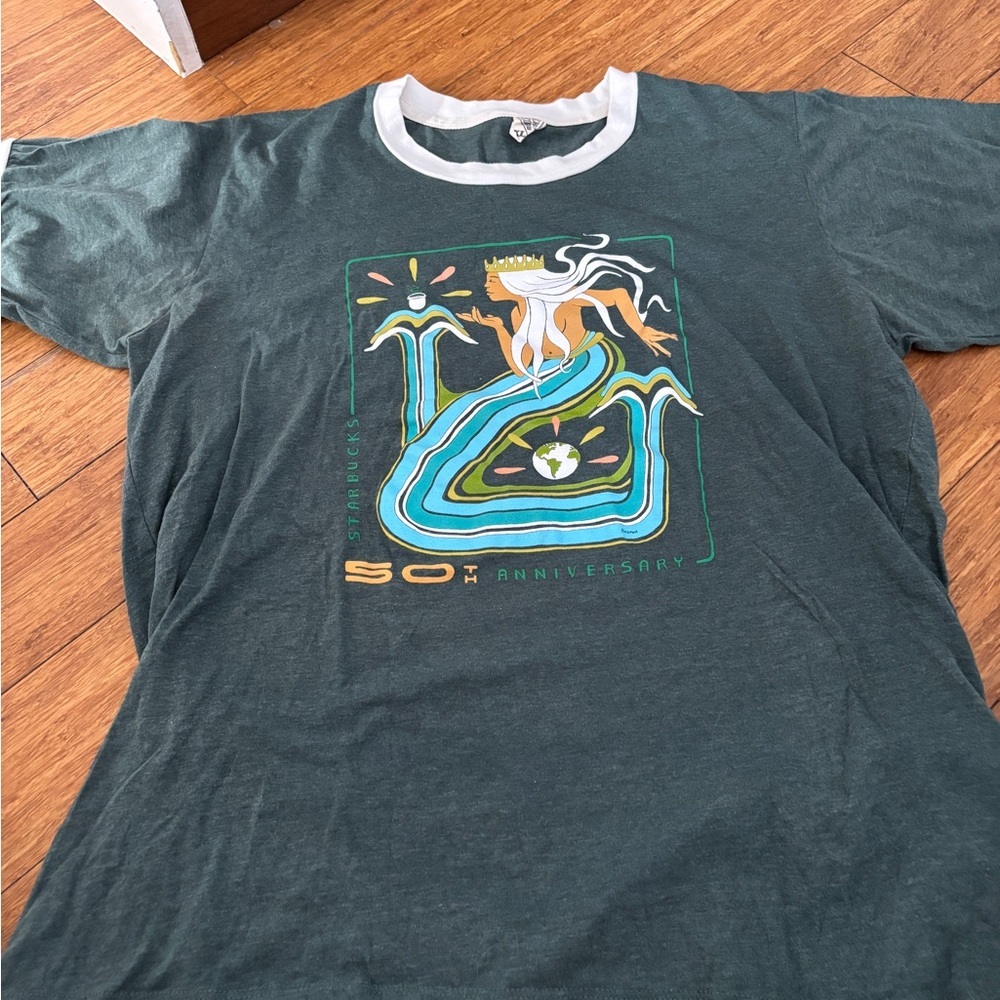 Starbucks 50th anniversary Graphic Tee with Colorful Design vintage style